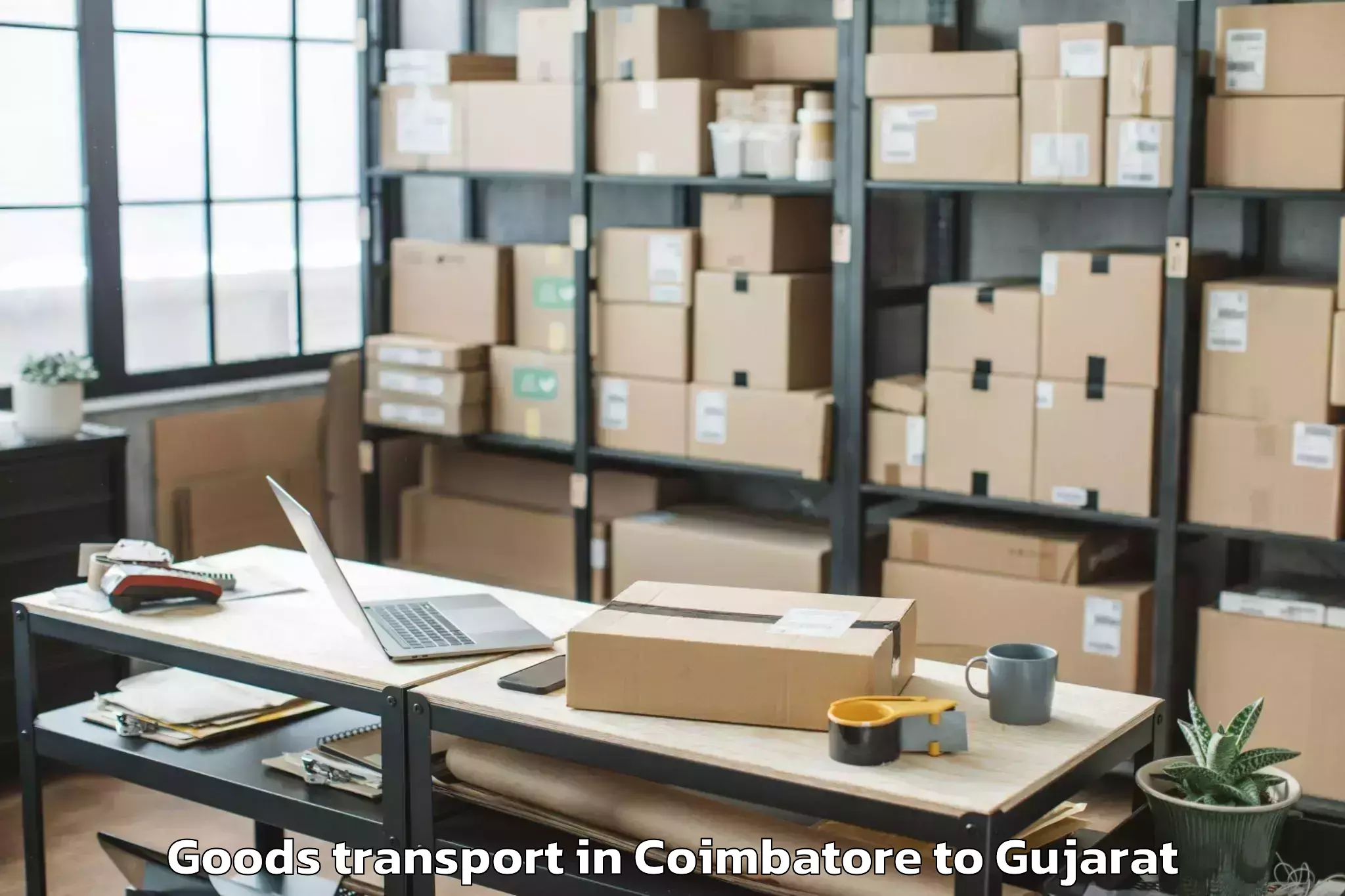 Leading Coimbatore to Marwadi University Rajkot Goods Transport Provider